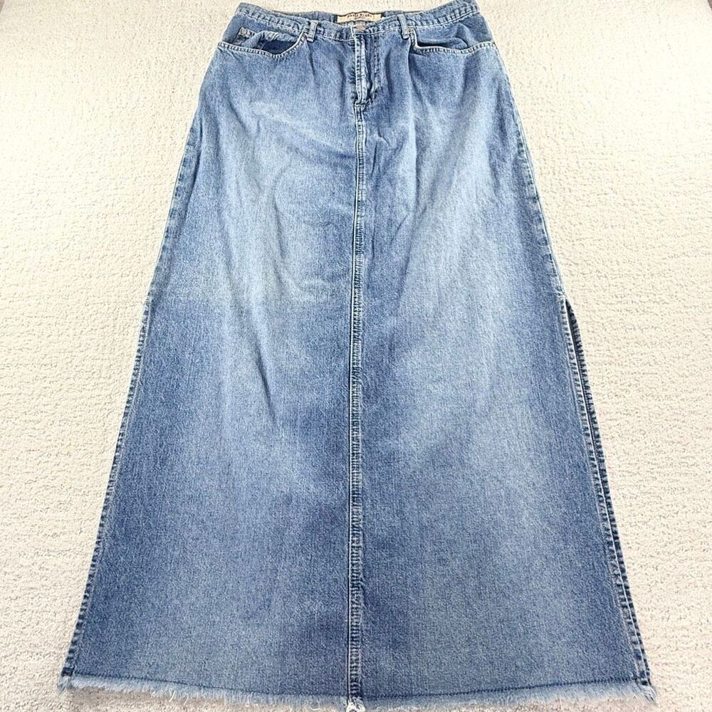 Paris Blues Originals Y2K Vintage Denim Jean Side Slit Maxi Skirt - Juniors US 1